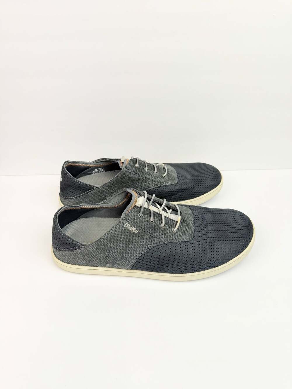 OluKai Nohea Moku Men's Gray Textile Slip On Boat Shoes Size 11